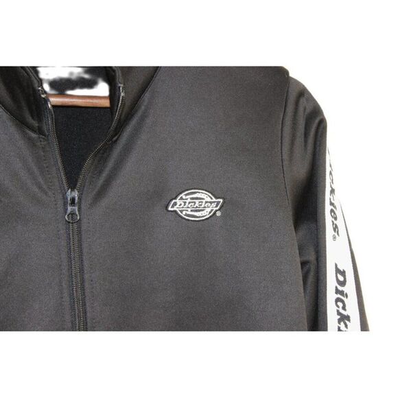 DICKIES Cropped Y2K Black Track Jacket, Logo Sleeves Zip Up, Retro Streetwear - Picture 13 of 15